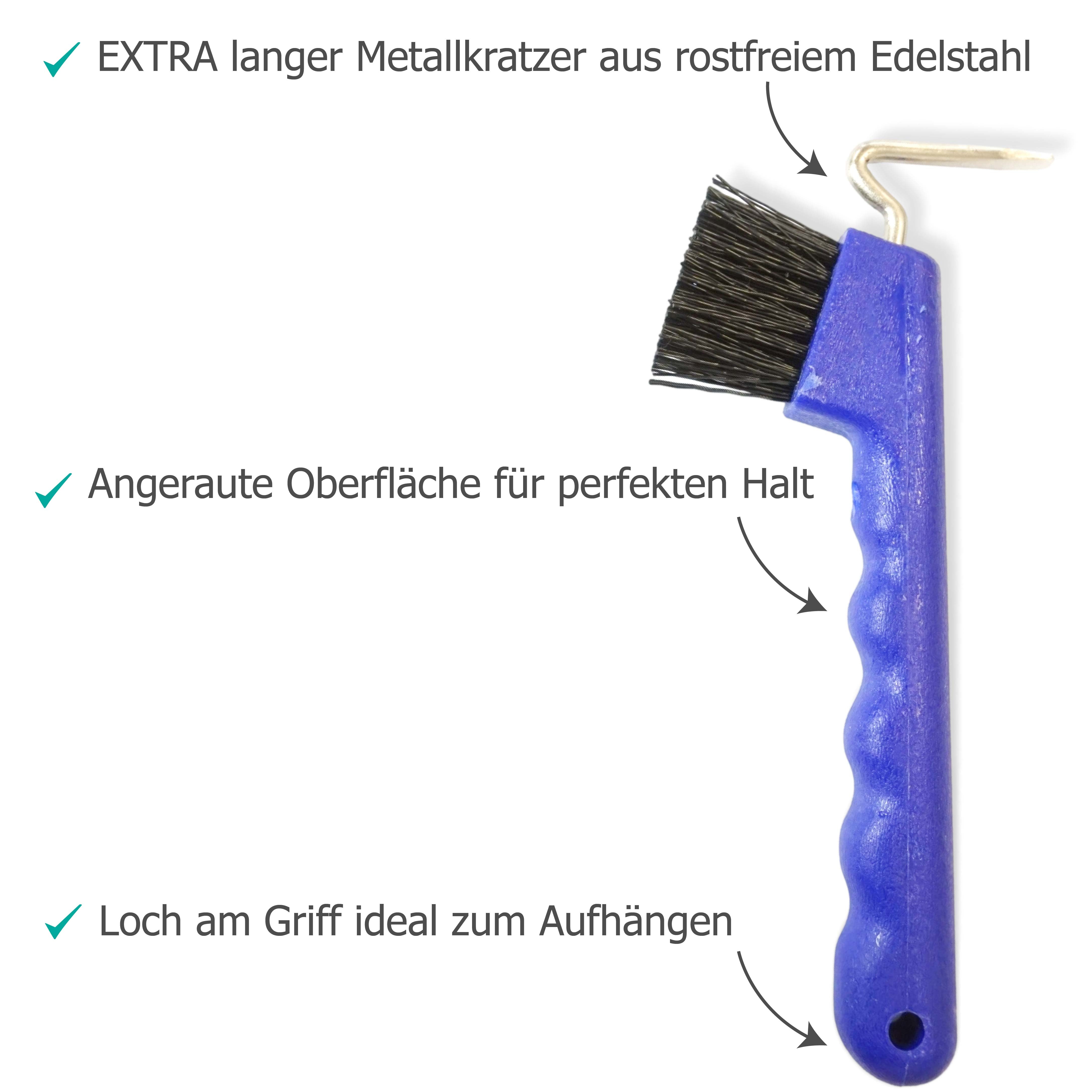 Hufkratzer mit stabiler Bürste und ergonomischen Griff
